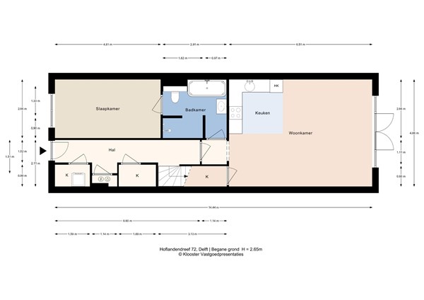 Plattegrond - Hoflandendreef 72, 2614 MV Delft - Begane grond.jpg